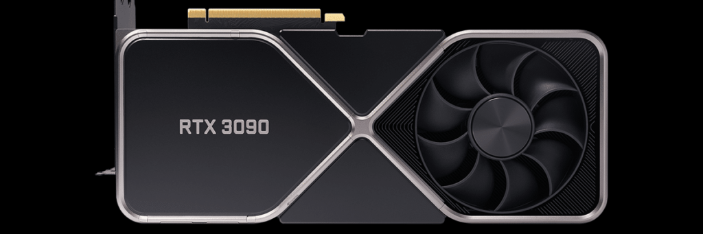 NVIDIA GeForce RTX 3090 Founders Edition Video Card Back View with RTX 3090 Logo