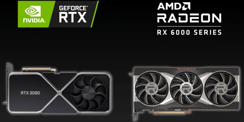 NVIDIA GeForce RTX 3090 side-by-side AMD Radeon RX 6900 XT