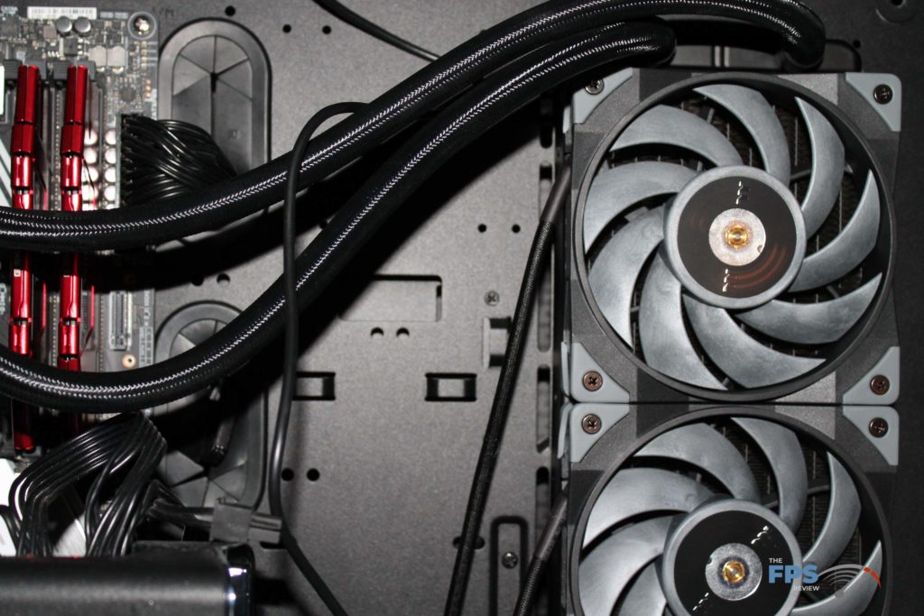 Thermaltake TOUGHLIQUID Ultra 240 installed in test bed zoomed view