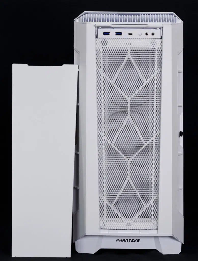 Phanteks P600s Matte White front showing vent
