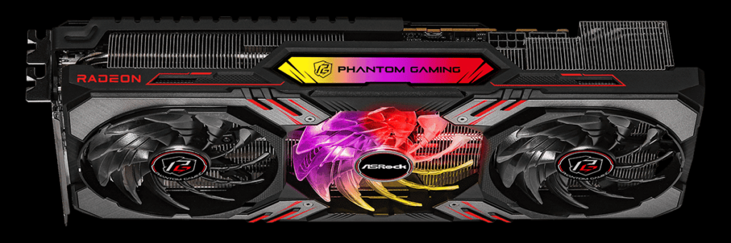 ASRock Radeon RX 6750 XT Phantom Gaming D 12GB OC Video Card Top View