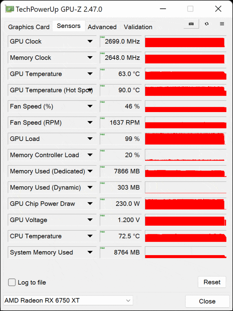 ASRock Radeon RX 6750 XT Phantom Gaming D GPU-Z Default