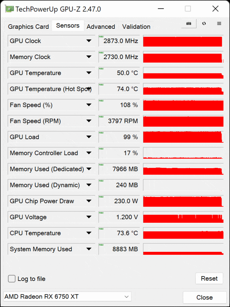 ASRock Radeon RX 6750 XT Phantom Gaming D GPU-Z Overclocked