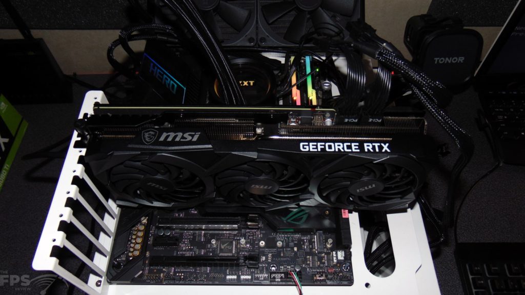 MSI GeForce RTX 3080 Ti VENTUS 3X 12G OC Video Card Installed in Computer Top View