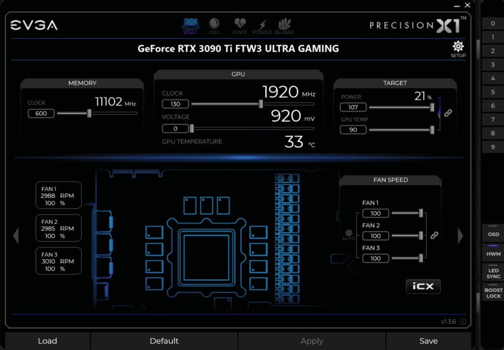 EVGA GeForce RTX 3090 Ti FTW3 Ultra Gaming Review EVGA Precision X1 Overclock Screenshot