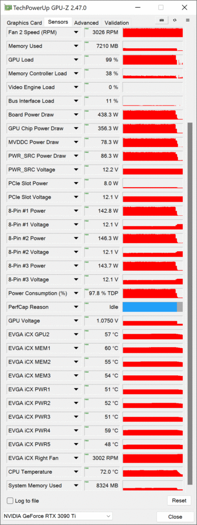 EVGA GeForce RTX 3090 Ti FTW3 Ultra Gaming Review GPUz Overclocked Screenshot