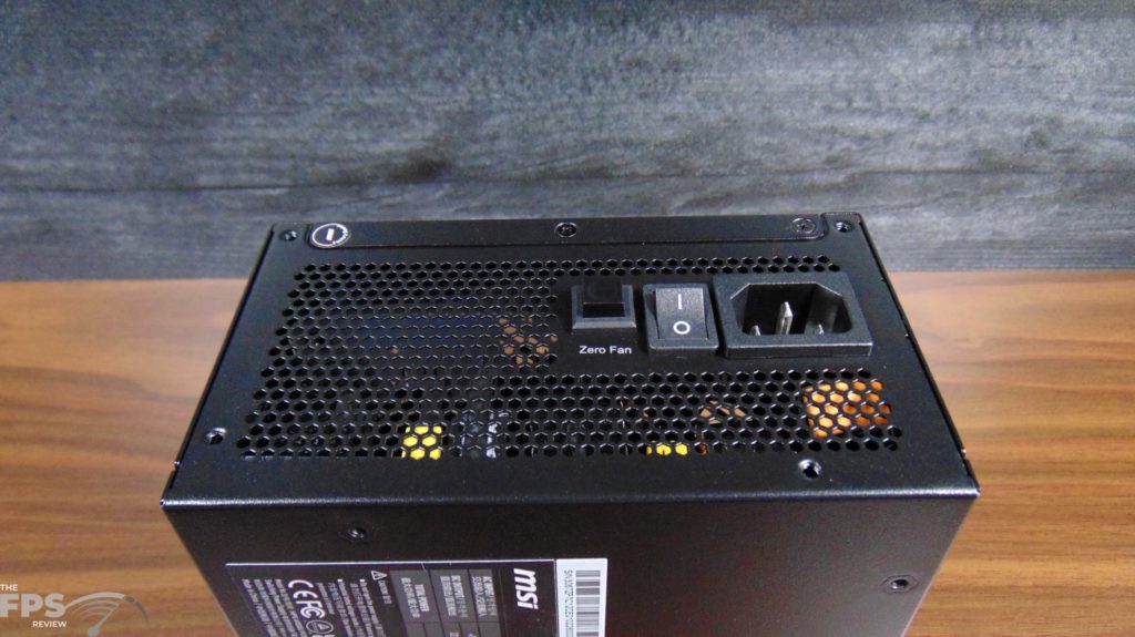MSI MPG A1000G Power Supply Rear View with Plug and Fan Control