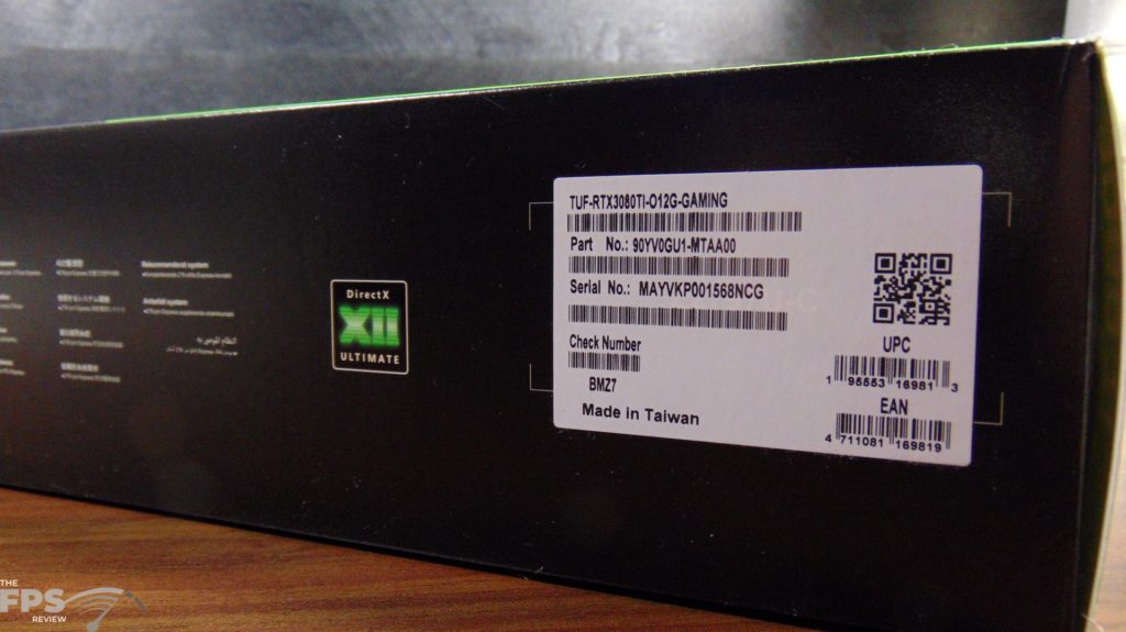 ASUS TUF Gaming GeForce RTX 3080 Ti OC Edition Video Card Box Label
