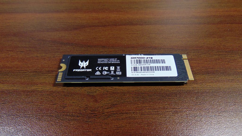 Acer Predator GM7000 2TB Gen4 x4 M.2 SSD Back View