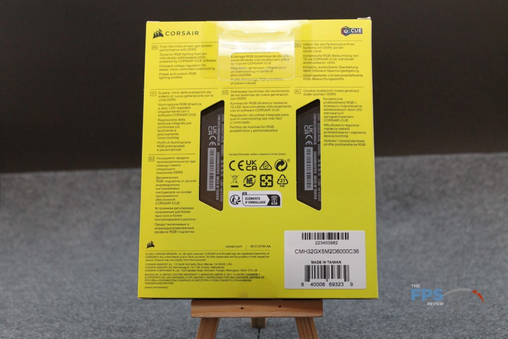 CORSAIR VENGEANCE DDR5 32GB (2x16GB) 6000MHz Memory box rear