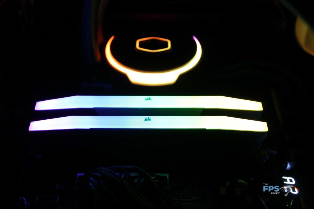CORSAIR VENGEANCE DDR5 32GB (2x16GB) 6000MHz Memory installed with RGB bling running