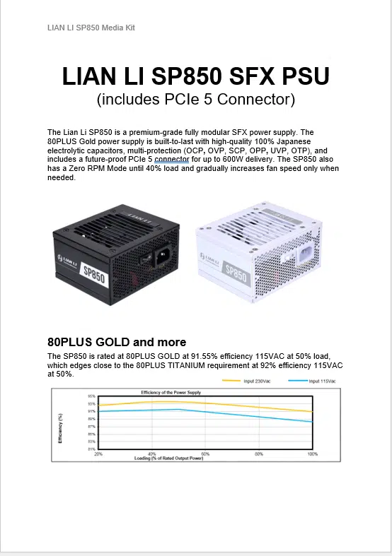 LianLI SP850 Product Information