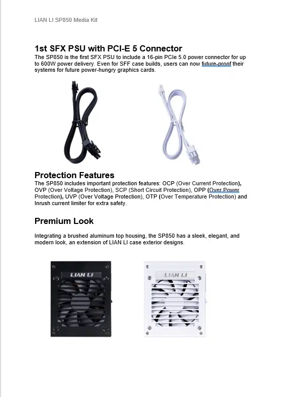 LianLI SP850 Product Information
