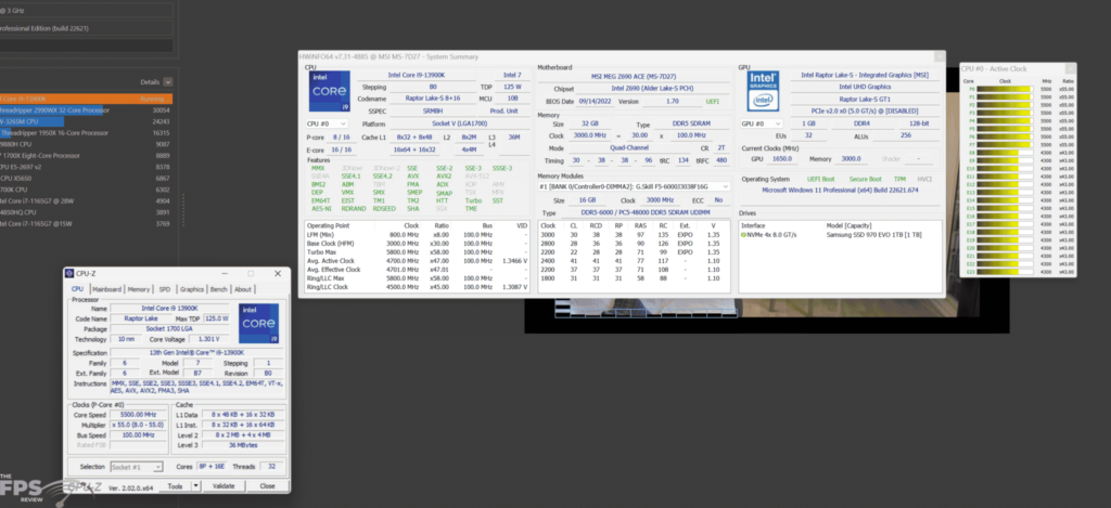 Intel Core i9-13900K CPU Frequency Screenshot