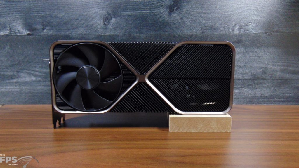 NVIDIA GeForce RTX 4090 Founders Edition Video Card Front View Sitting Up on Desk