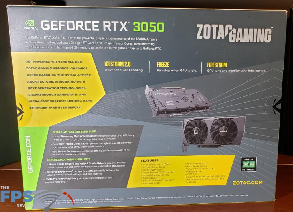 ZOTAC Gaming GeForce RTX 3050 Twin Edge OC: box back
