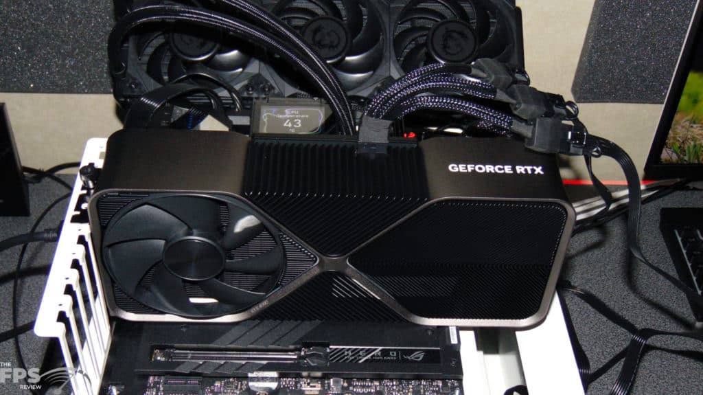 NVIDIA GeForce RTX 4080 Founders Edition installed in computer top view