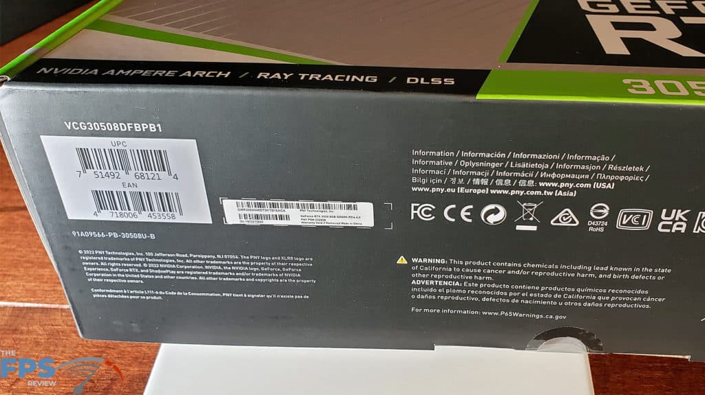 PNY GeForce RTX 3050 8G VERTO Dual Fan: Box label