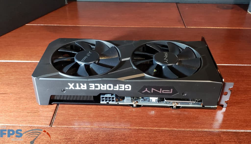 PNY GeForce RTX 3050 8G VERTO Dual Fan: top side pcie and end PCB