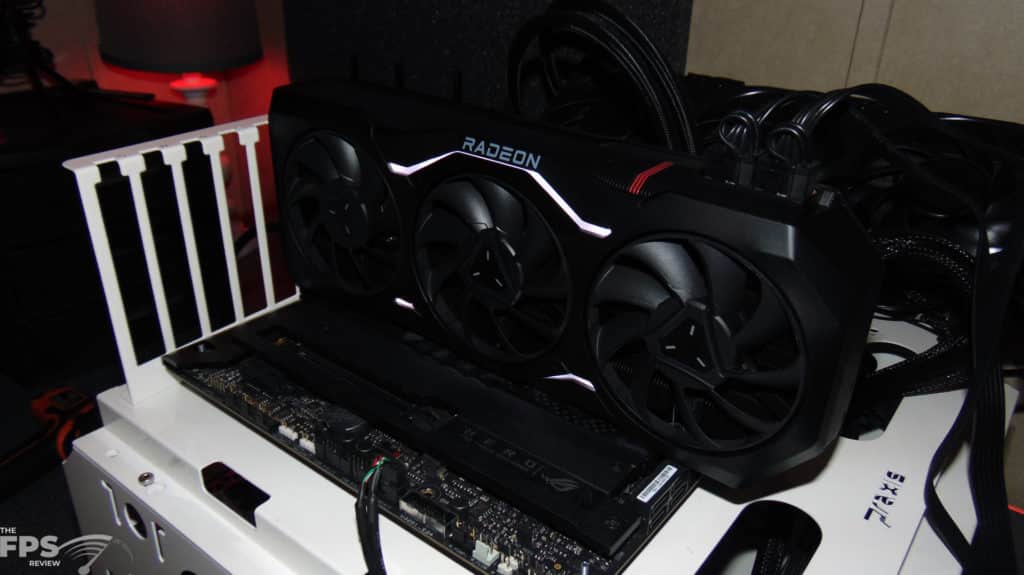 AMD Radeon RX 7900 XTX Video Card in Computer side View