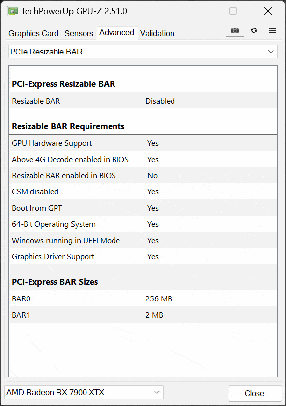 Resizable BAR GPU-Z Screenshot