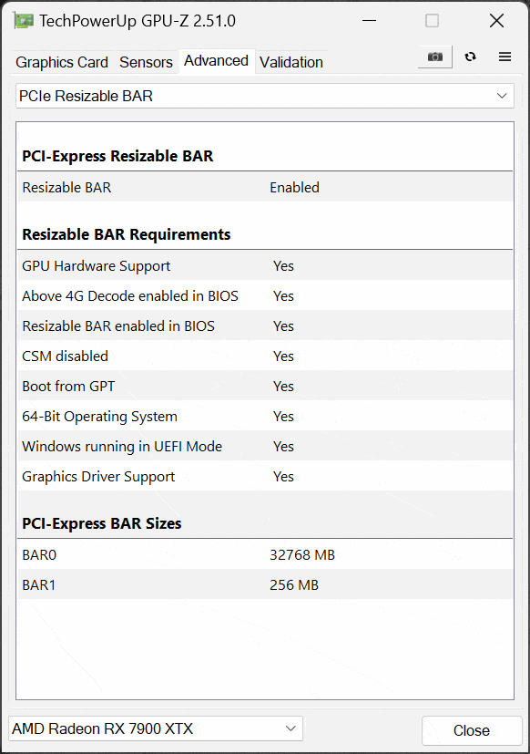 Resizable BAR GPU-Z Screenshot