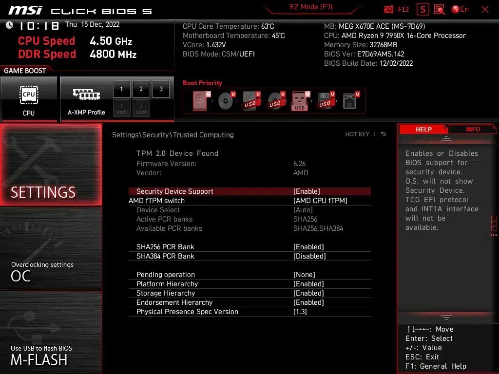 MSI MEG X670E ACE BIOS Screenshot