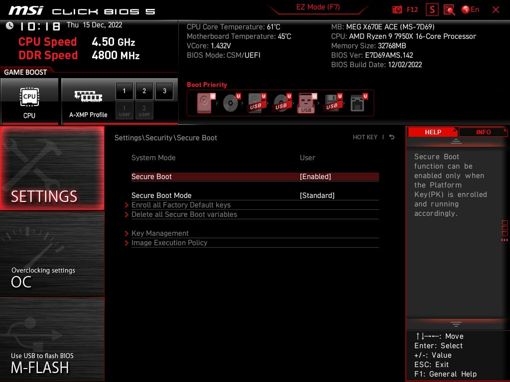 MSI MEG X670E ACE BIOS Screenshot