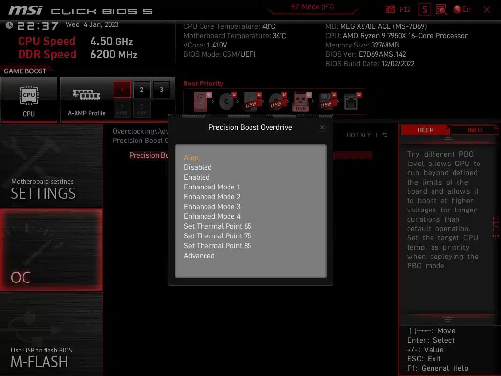MSI MEG X670E ACE BIOS Screenshot