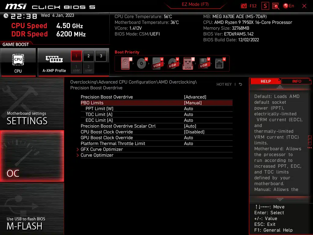 MSI MEG X670E ACE BIOS Screenshot