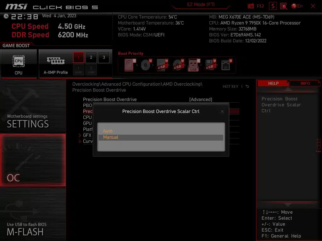 MSI MEG X670E ACE BIOS Screenshot