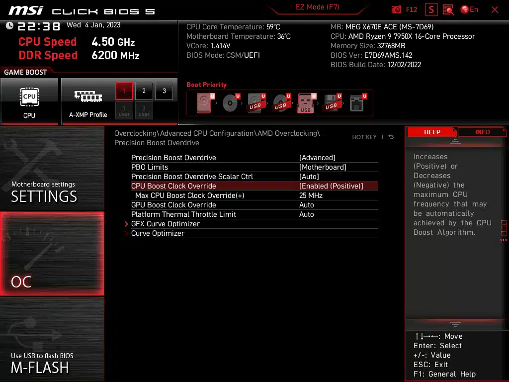 MSI MEG X670E ACE BIOS Screenshot