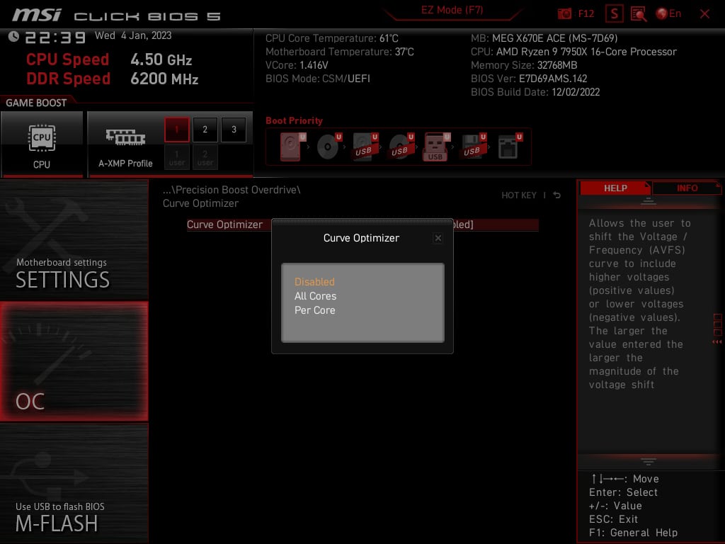 MSI MEG X670E ACE BIOS Screenshot