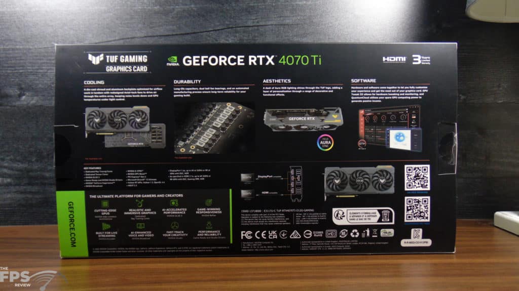 ASUS TUF Gaming GeForce RTX 4070 Ti 12GB OC Edition Box Back