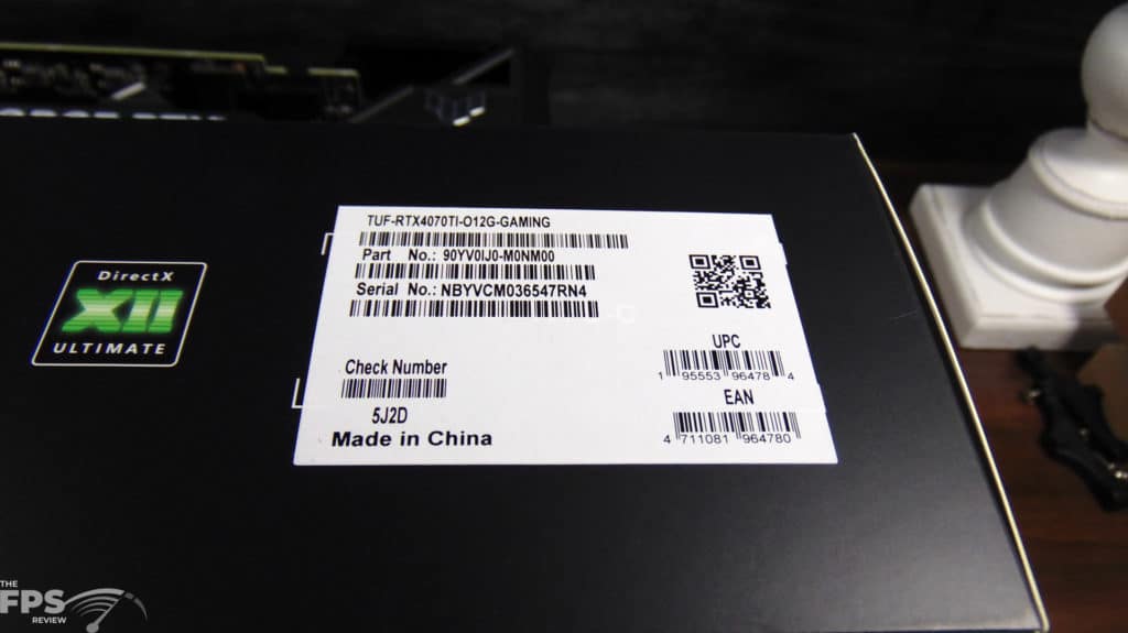 ASUS TUF Gaming GeForce RTX 4070 Ti 12GB OC Edition Box Label
