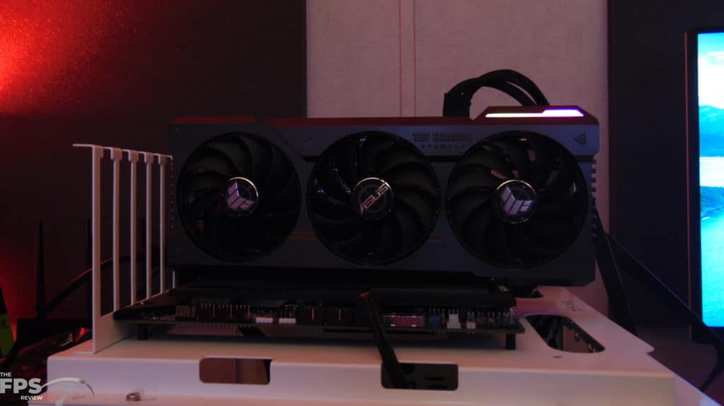 ASUS TUF Gaming GeForce RTX 4070 Ti 12GB OC Edition Installed in Computer Front View in the Dark