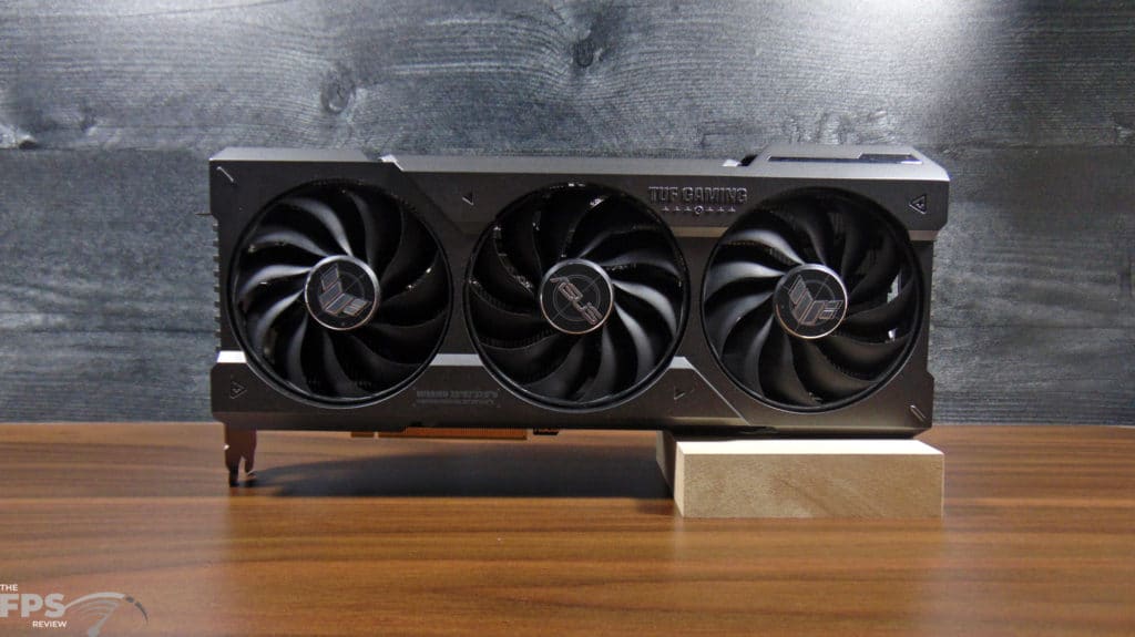 ASUS TUF Gaming GeForce RTX 4070 Ti 12GB OC Edition Card Sitting Upright on Desk Front View