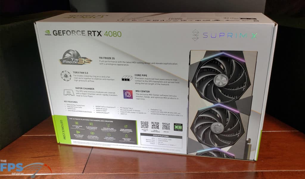 MSI GeForce RTX 4080 16GB SUPRIM X: Box back