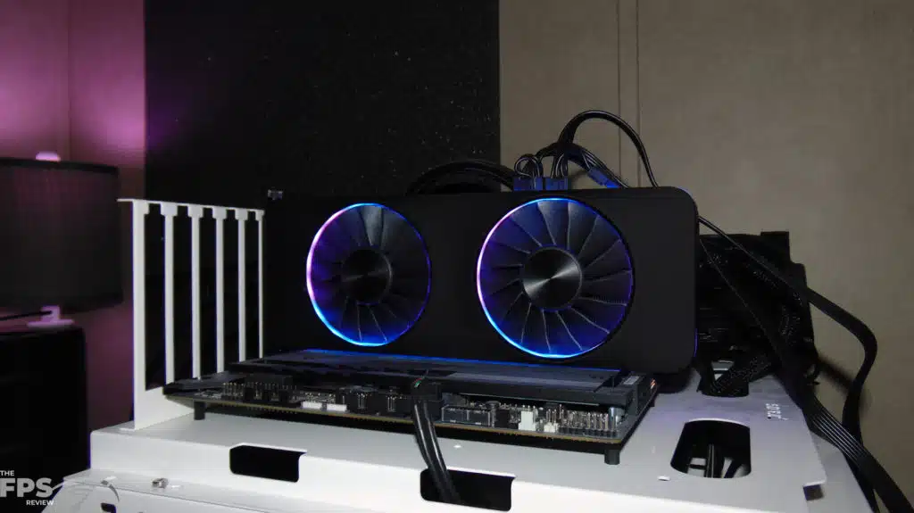 Intel Arc A770 16GB Limited Edition Video Card Installed in Compute with RGB in the dark