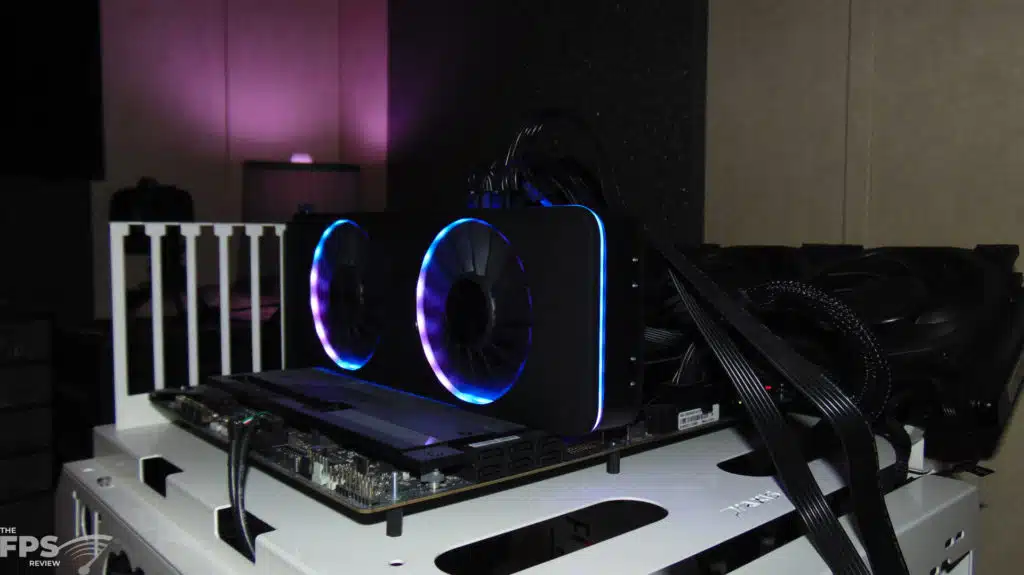 Intel Arc A770 16GB Limited Edition Video Card Installed in Compute with RGB in the dark