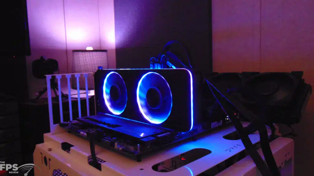 Intel Arc A770 16GB Limited Edition Video Card Installed in Compute with RGB in the dark