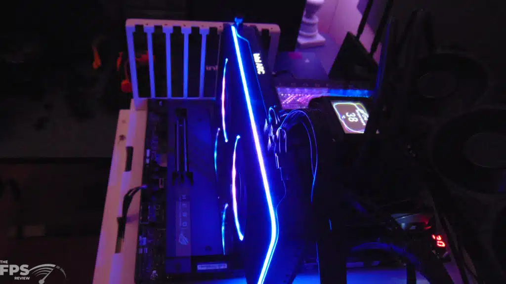 Intel Arc A770 16GB Limited Edition Video Card Installed in Compute with RGB in the dark