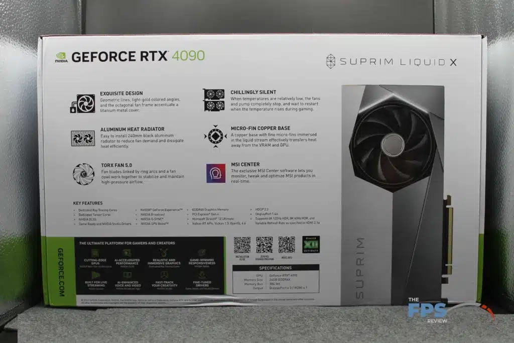 MSI RTX 4090 SUPRIM LIQUID X box rear