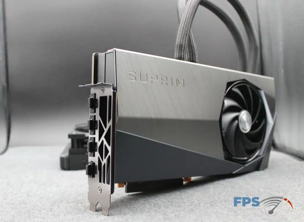 MSI RTX 4090 SUPRIM LIQUID X angled front picture
