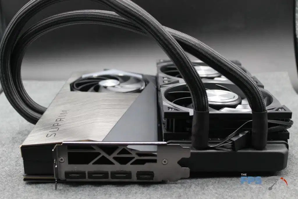 MSI RTX 4090 SUPRIM LIQUID X laying flat with radiator picture