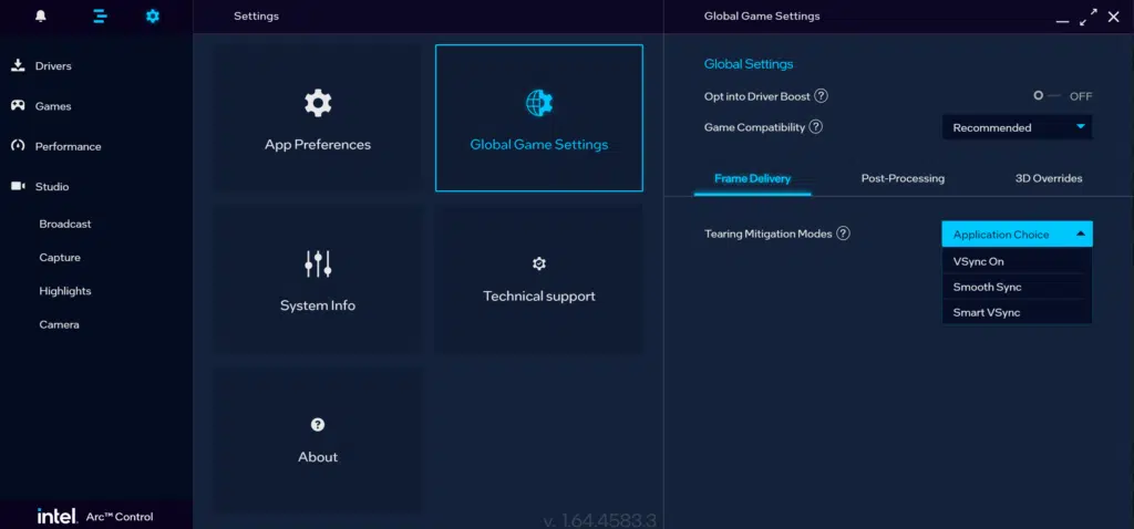 Intel Arc Control Screenshot