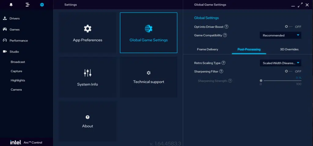 Intel Arc Control Screenshot