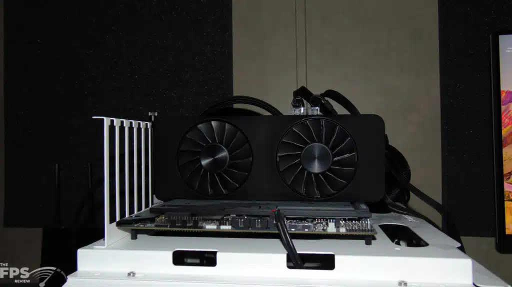 Intel Arc A750 Limited Edition Video Card Installed in Computer Front of Card