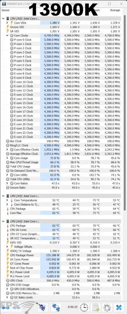 Intel Core i9-13900K HWiNFO64 Screenshot