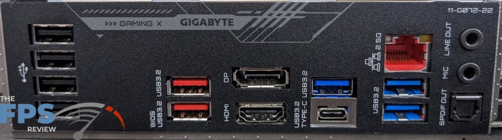 GIGABYTE Z690 GAMING X Rear I/O Panel.